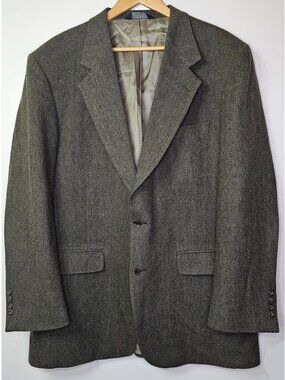 John Alexander Herringbone Lambswool Blend Tweed Style Blazer Sport Coat Jacket